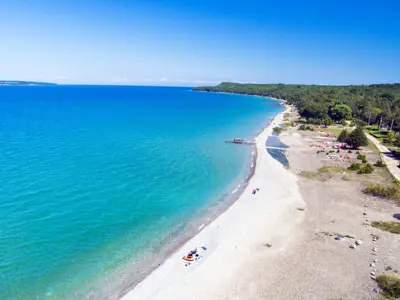 Drone view of a stoney beach