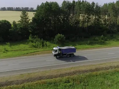 a truck on a country road