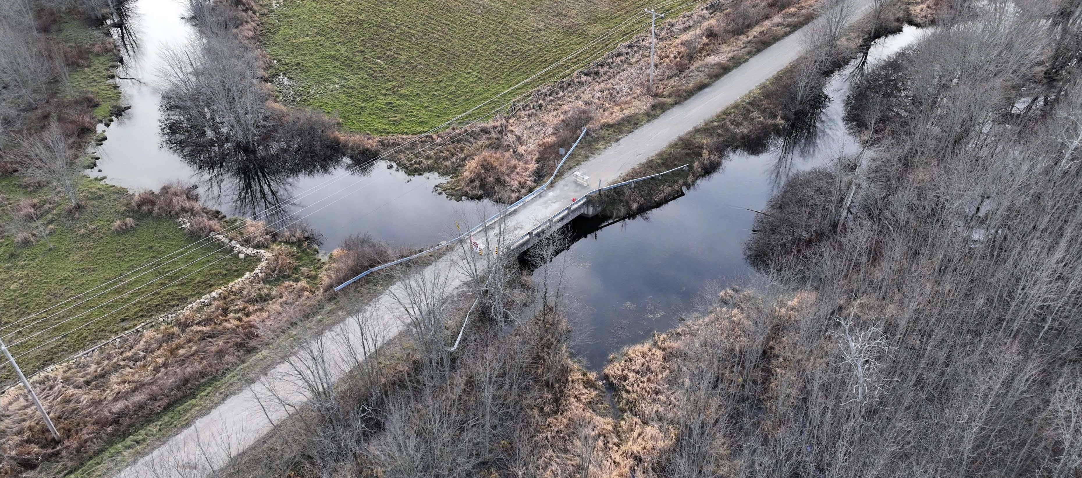 Aerial view of a concrete bridge