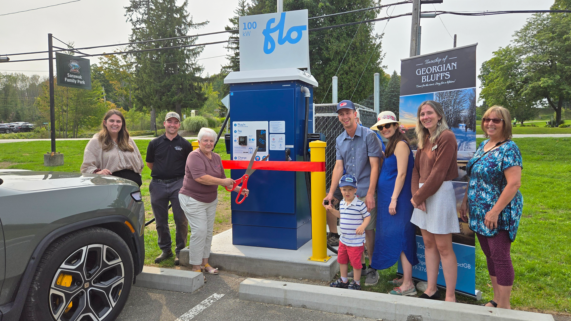 ribbon cutting at the sarawak park EV charger