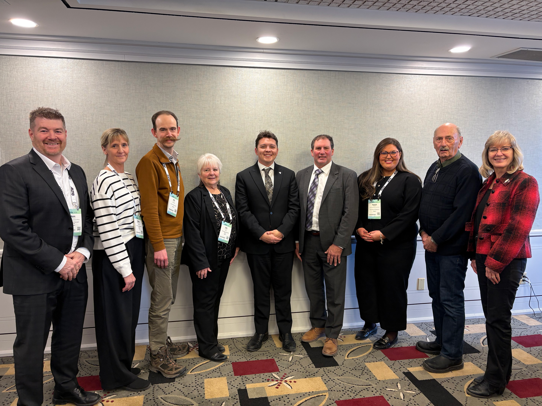 Photo Cutline Left to Right: Georgian Bluffs CAO Ryan Thompson, Georgian Bluffs Councillor Cathy Moore Coburn, Owen Sound Councillor Jon Farmer, Georgian Bluffs Mayor Sue Carleton, Parliamentary Assistant Billy Denault (Ministry of Tourism, Culture and Gaming), Township of Chatsworth CAO Rachel Anstett, Township of Chatsworth Mayor Scott Mackey, Chatsworth Deputy Mayor Terry McKay.