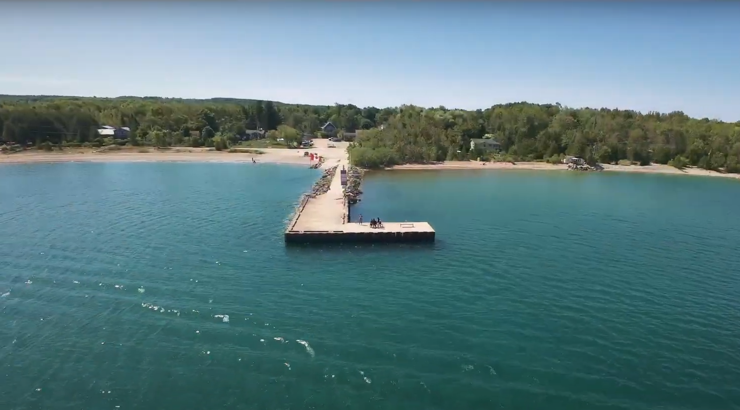 an aerial view of Big Bay Dock