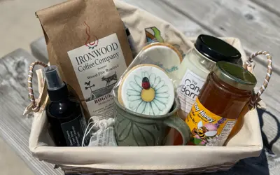 A gift basket featuring Georgian Bluffs products