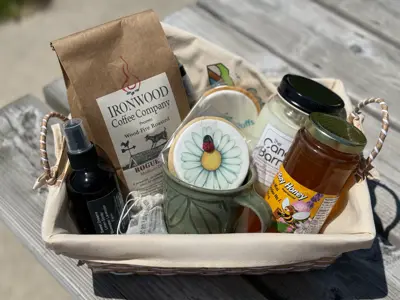 A gift basket featuring Georgian Bluffs products