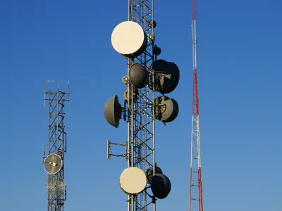 Antenna Towers Against A Blue Sky